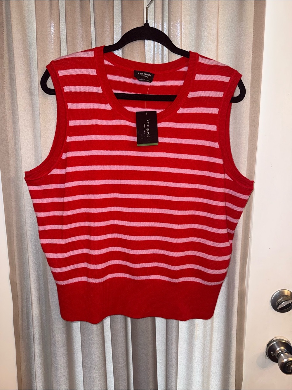 kate spade Red and Pink Striped Sleeveless Knit Shell